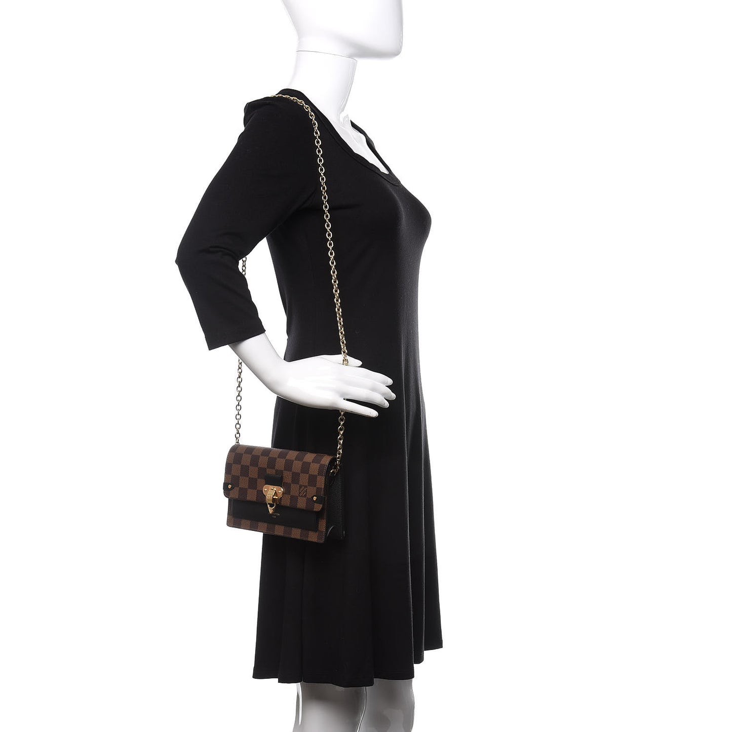 Damier Ebene Vavin Chain Wallet Black