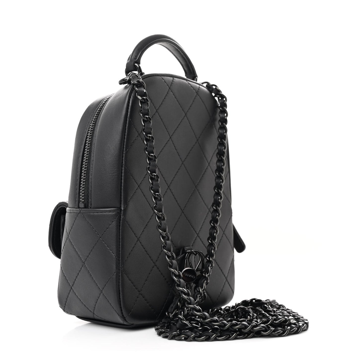 Lambskin Quilted CC Mini Classic Backpack So Black