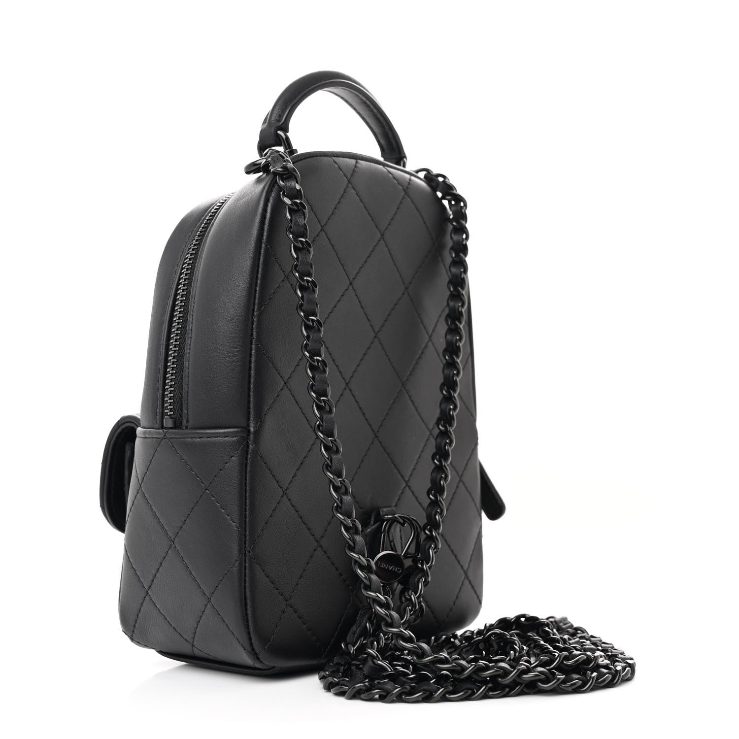 Chanel Lambskin Quilted CC Mini Classic Backpack So Black 3 of 11