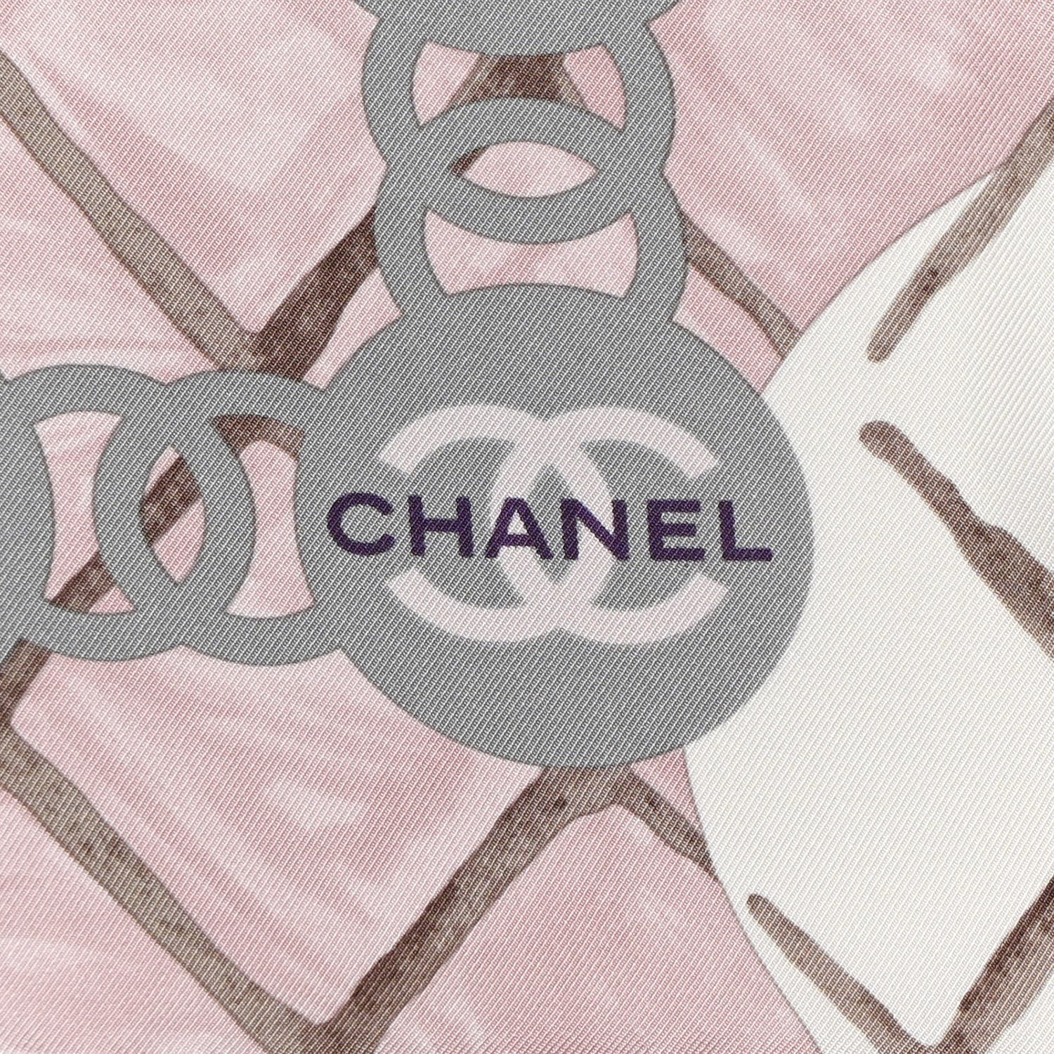 Chanel Silk Camellia Square Scarf Ivory Pink 2 of 5