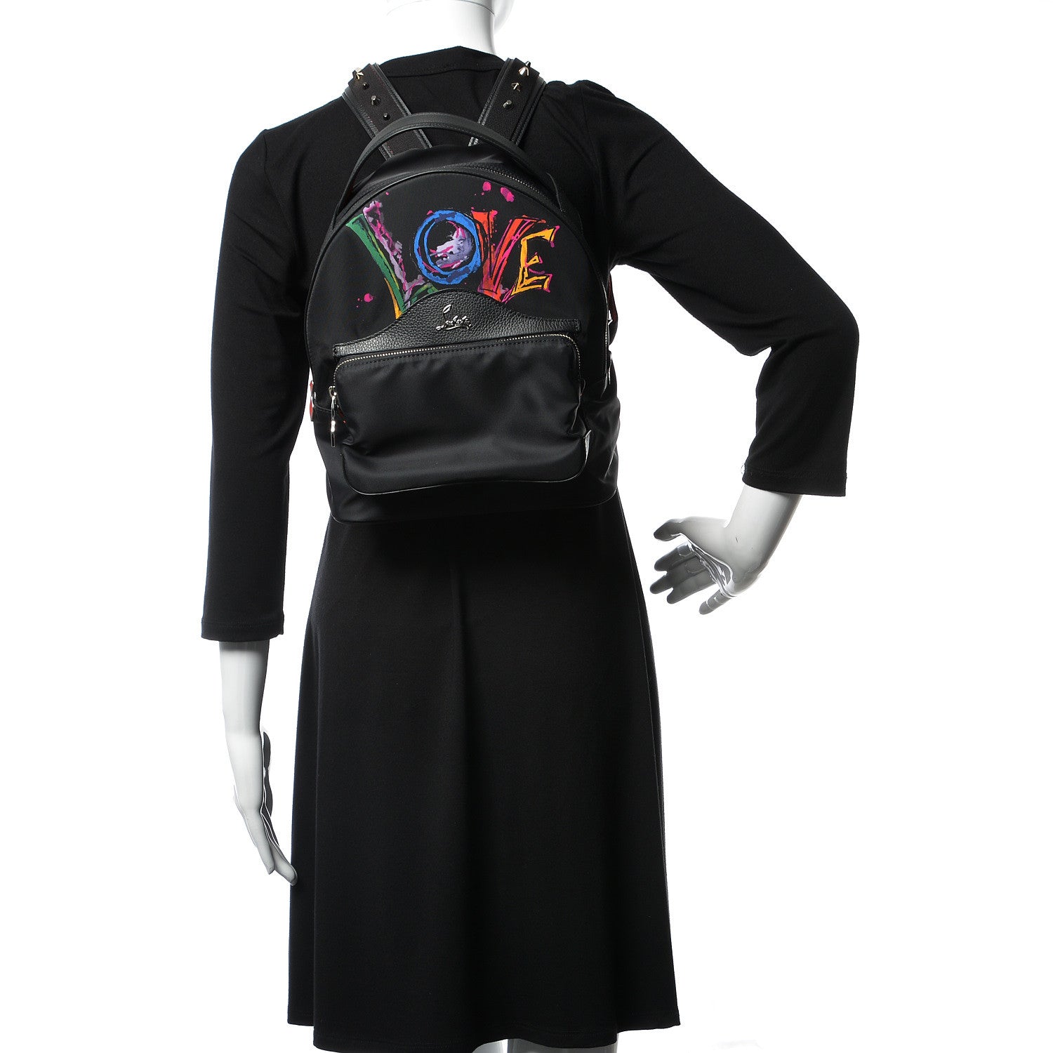 Christian Louboutin Nylon Calfskin Love Small Backloubi Backpack Black 2 of 12