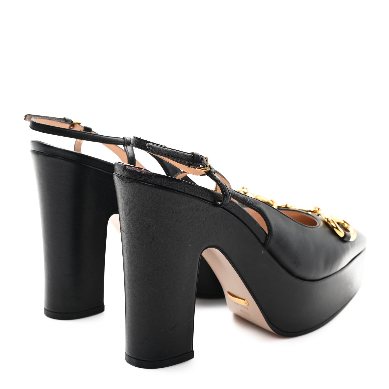 Gucci Nappa Horsebit Platform 35/120mm Slingback Pumps 40.5 Black 5 of 9
