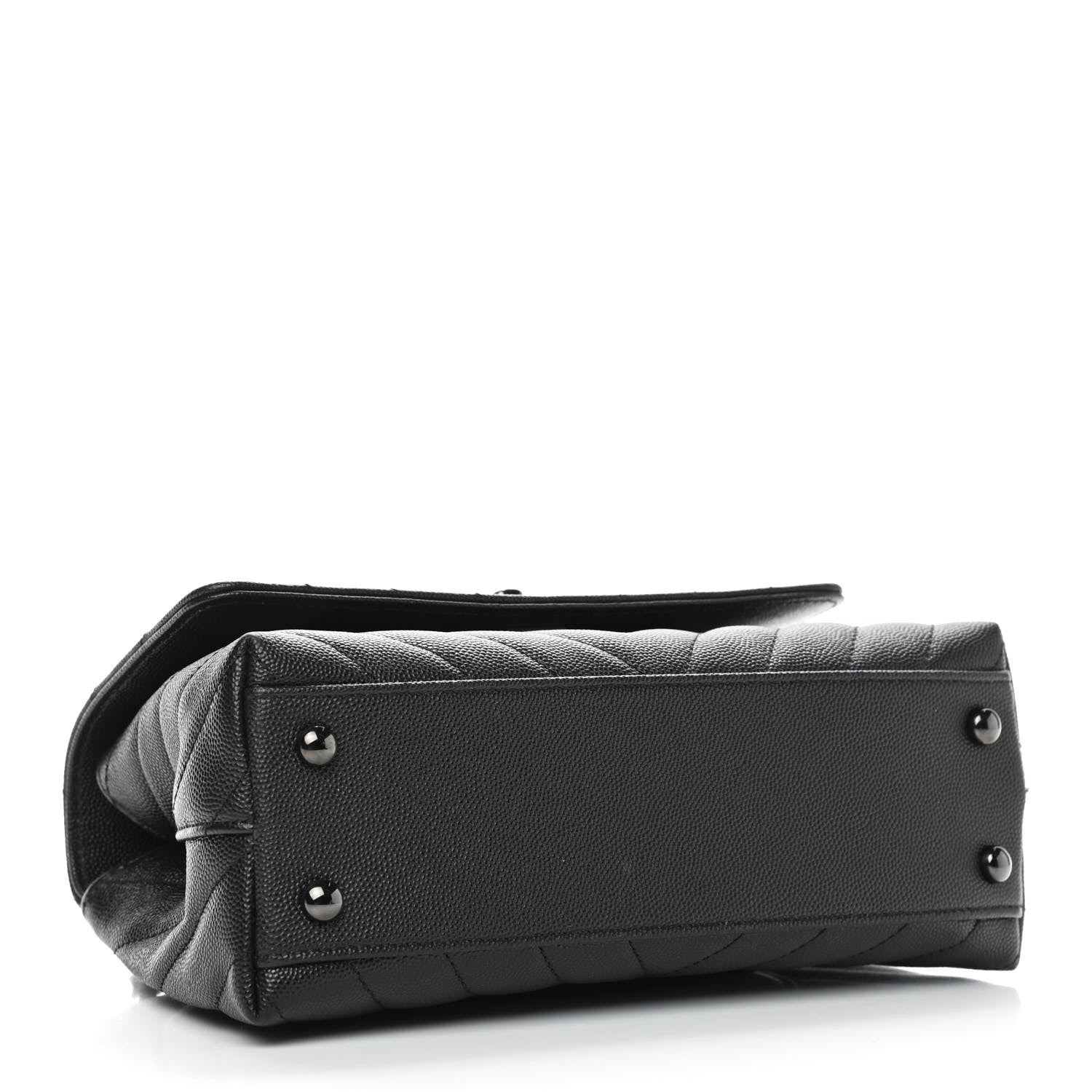 Chanel Caviar Chevron Quilted Mini Coco Handle Flap So Black 4 of 9