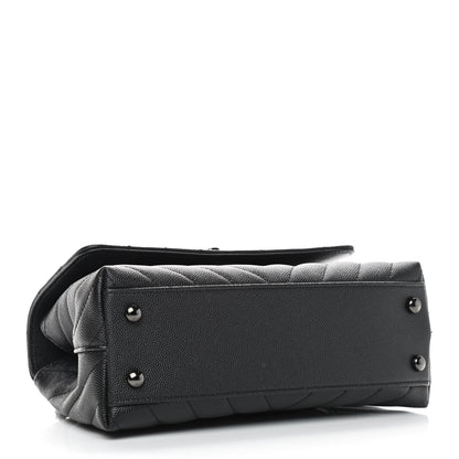 Chanel Caviar Chevron Quilted Mini Coco Handle Flap So Black 4 of 9