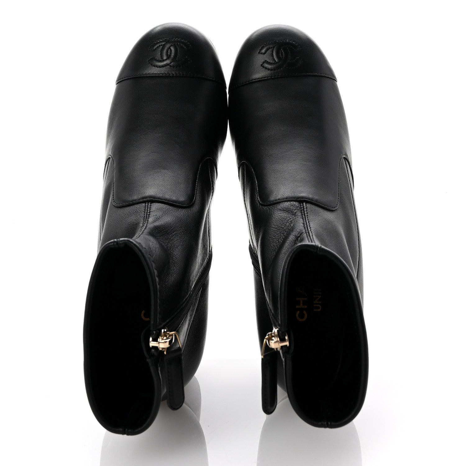 Chanel Stretch Lambskin Cap Toe CC Short Boots 37.5 Black 2 of 9