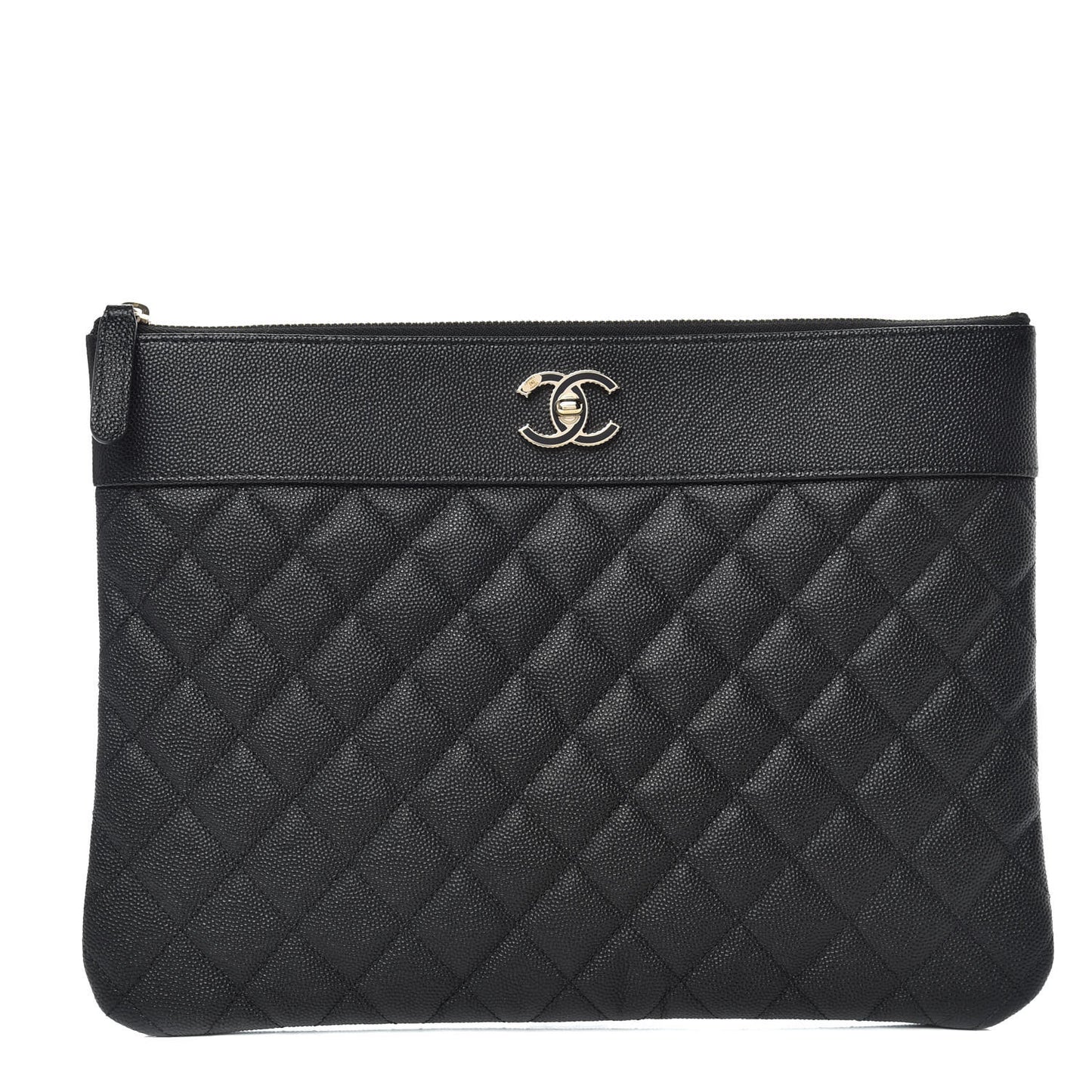 Caviar Quilted Medium Vintage Mademoiselle Cosmetic Case Black