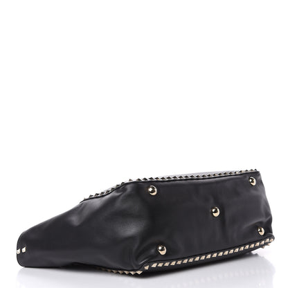Valentino Garavani Vitello Medium Rockstud Tote Black 4 of 10