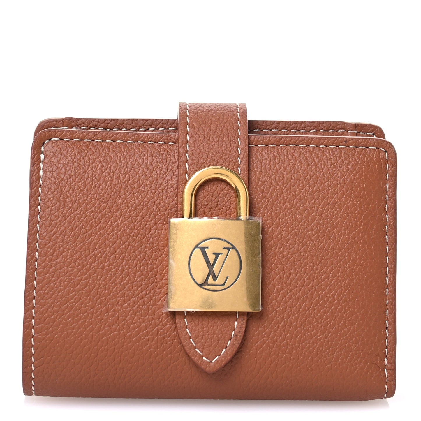 Grained Calfskin Low Key Compact Wallet Cognac