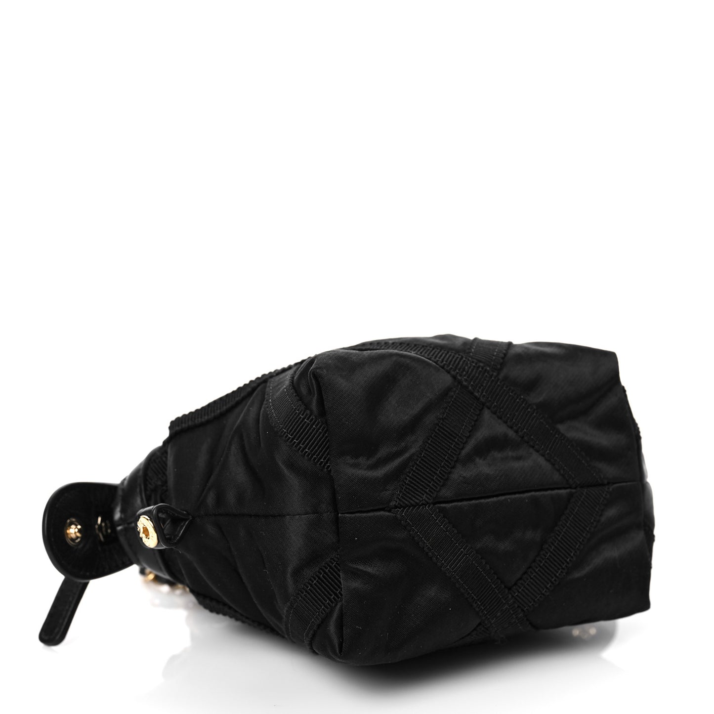 Nylon Grosgrain Quilted Lifestyle Clutch with Chain Black