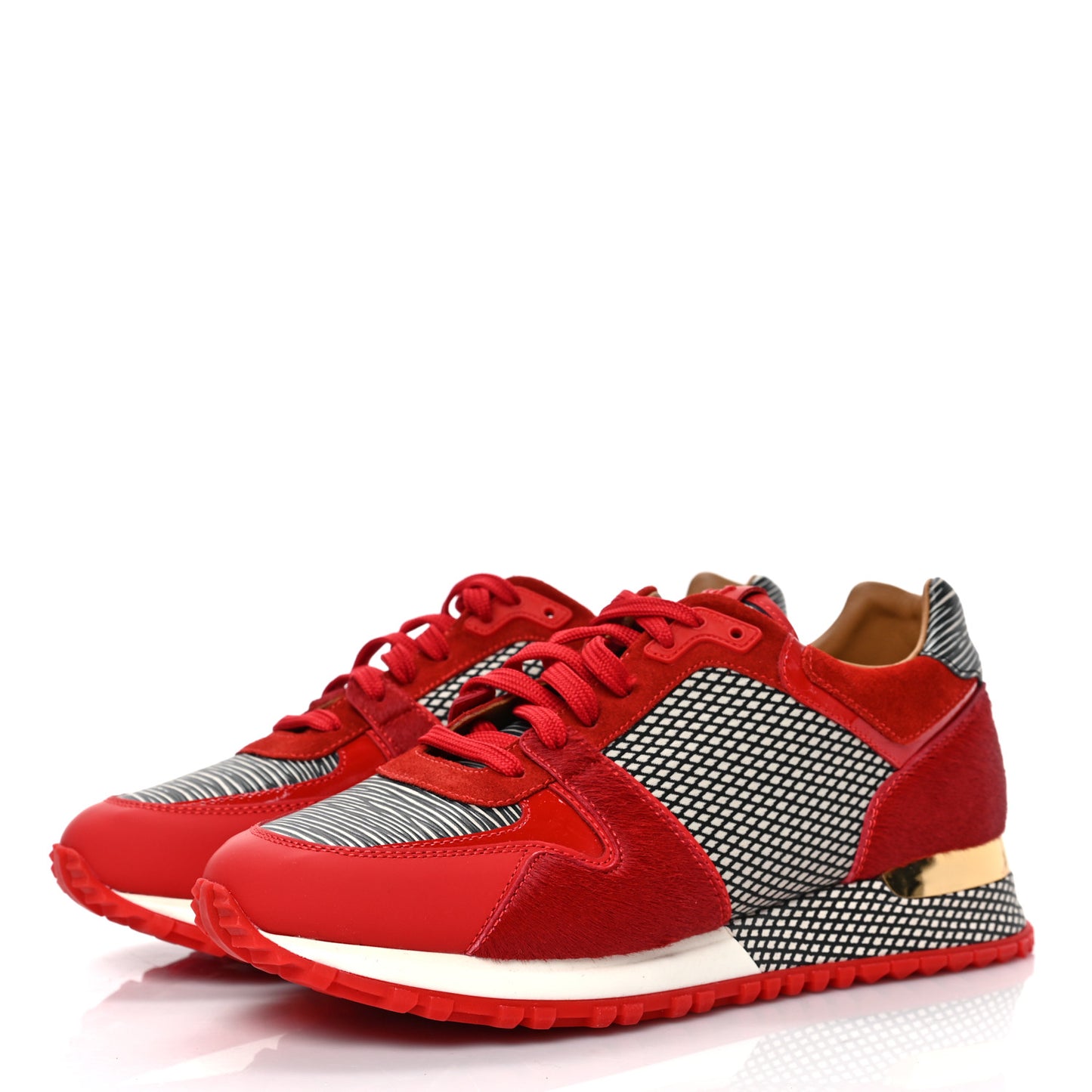 Epi Calf Hair Calfskin Run Away Sneakers 36 Rouge