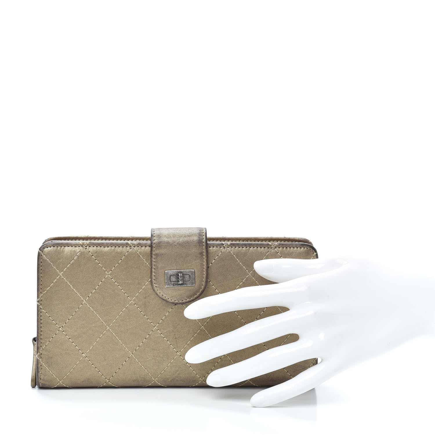 Chanel Metallic Aged Calfskin Stitched Reissue Flap Wallet Bronze 2 of 9