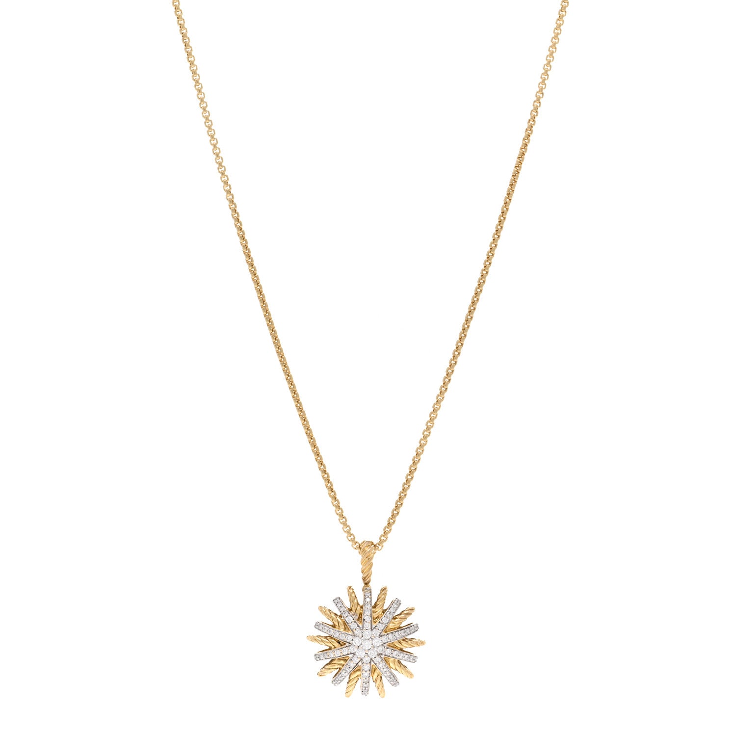David Yurman 18K Yellow Gold Diamond Starburst Constellation Necklace 1 of 4