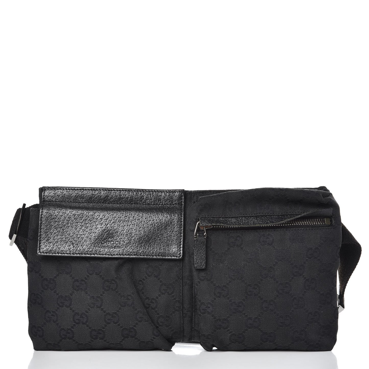 GG Monogram Double Pocket Belt Bag Black