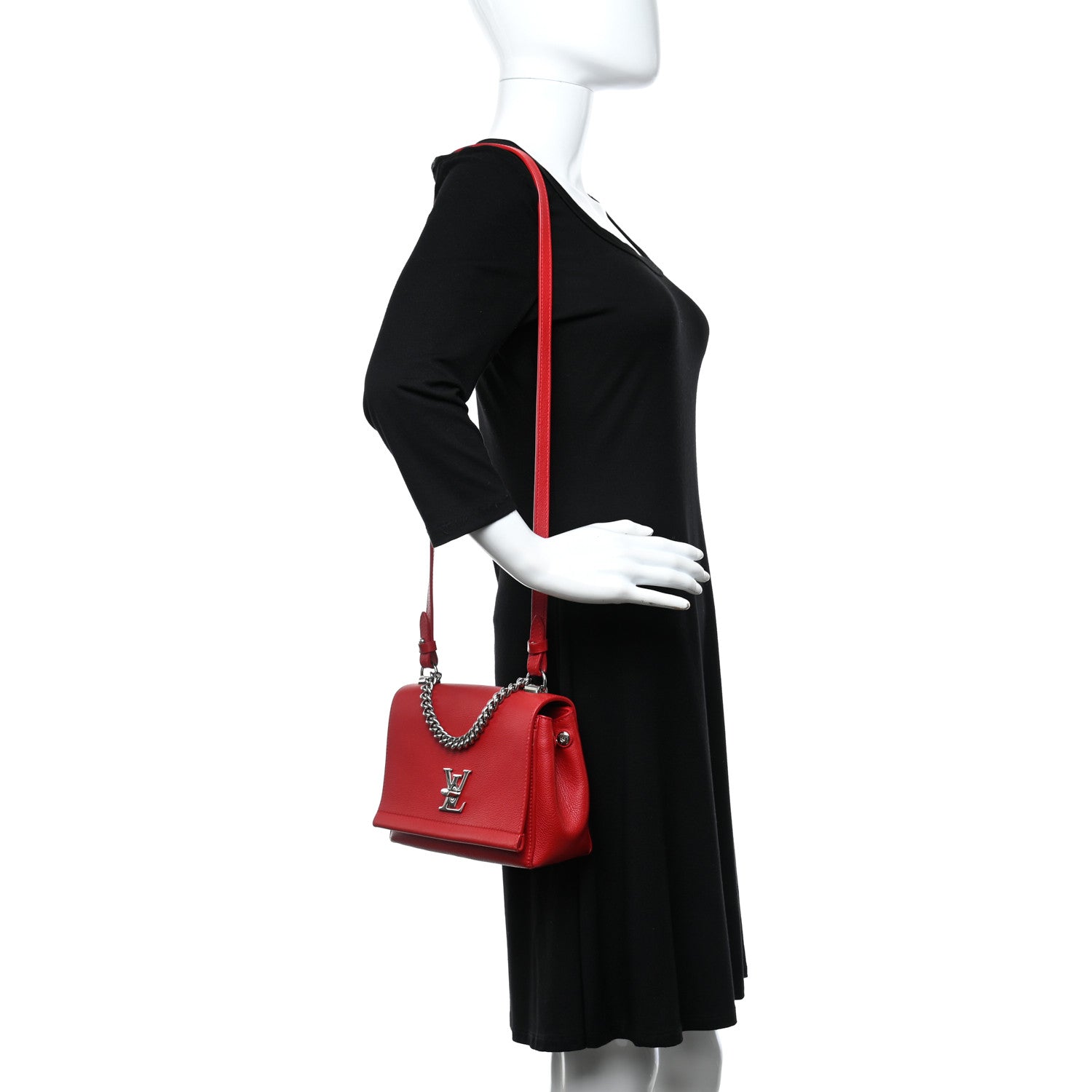 Louis Vuitton Calfskin Lockme II Chain Bag BB Rubis 2 of 14