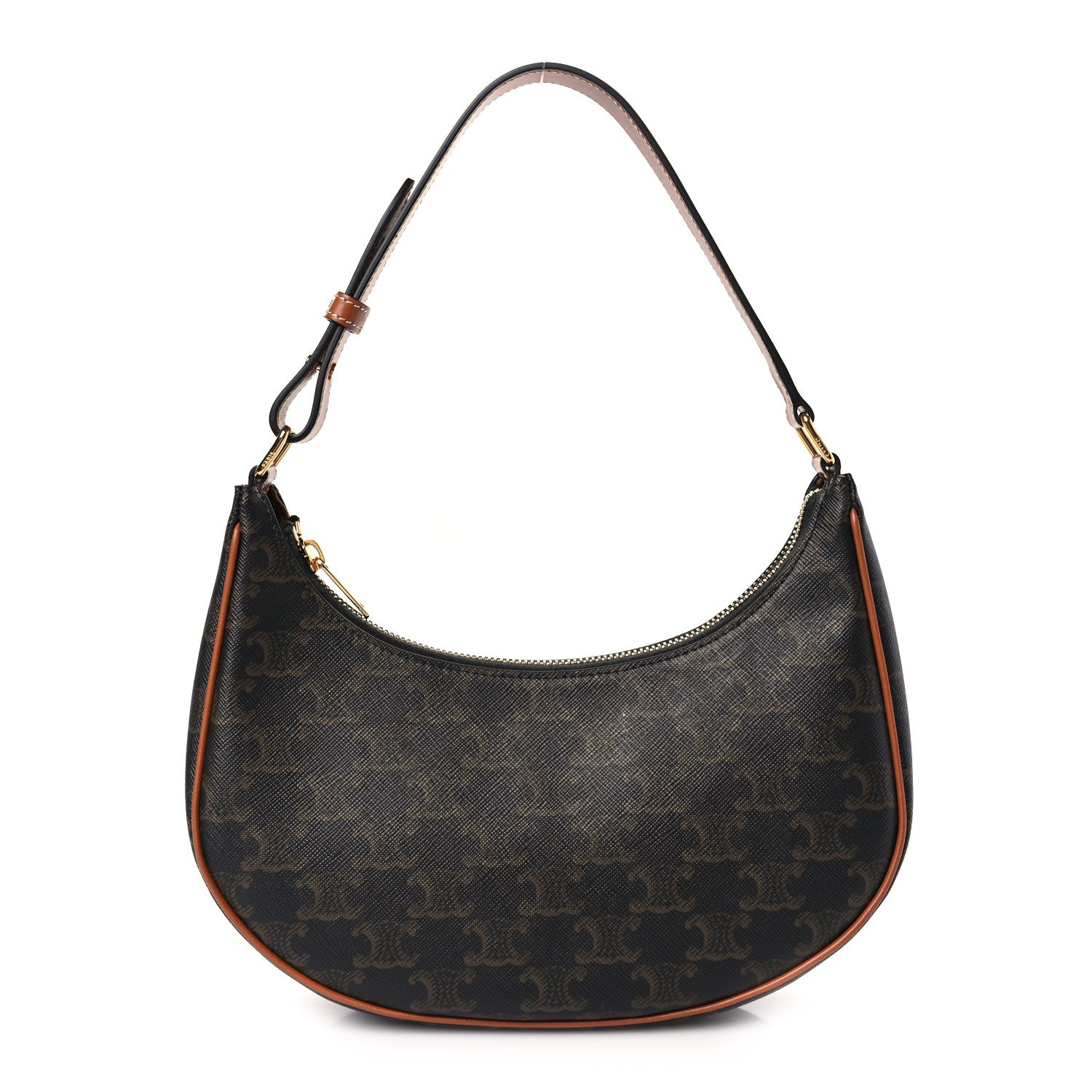Celine Triomphe Canvas Calfskin Ava Shoulder Bag Tan 1 of 9