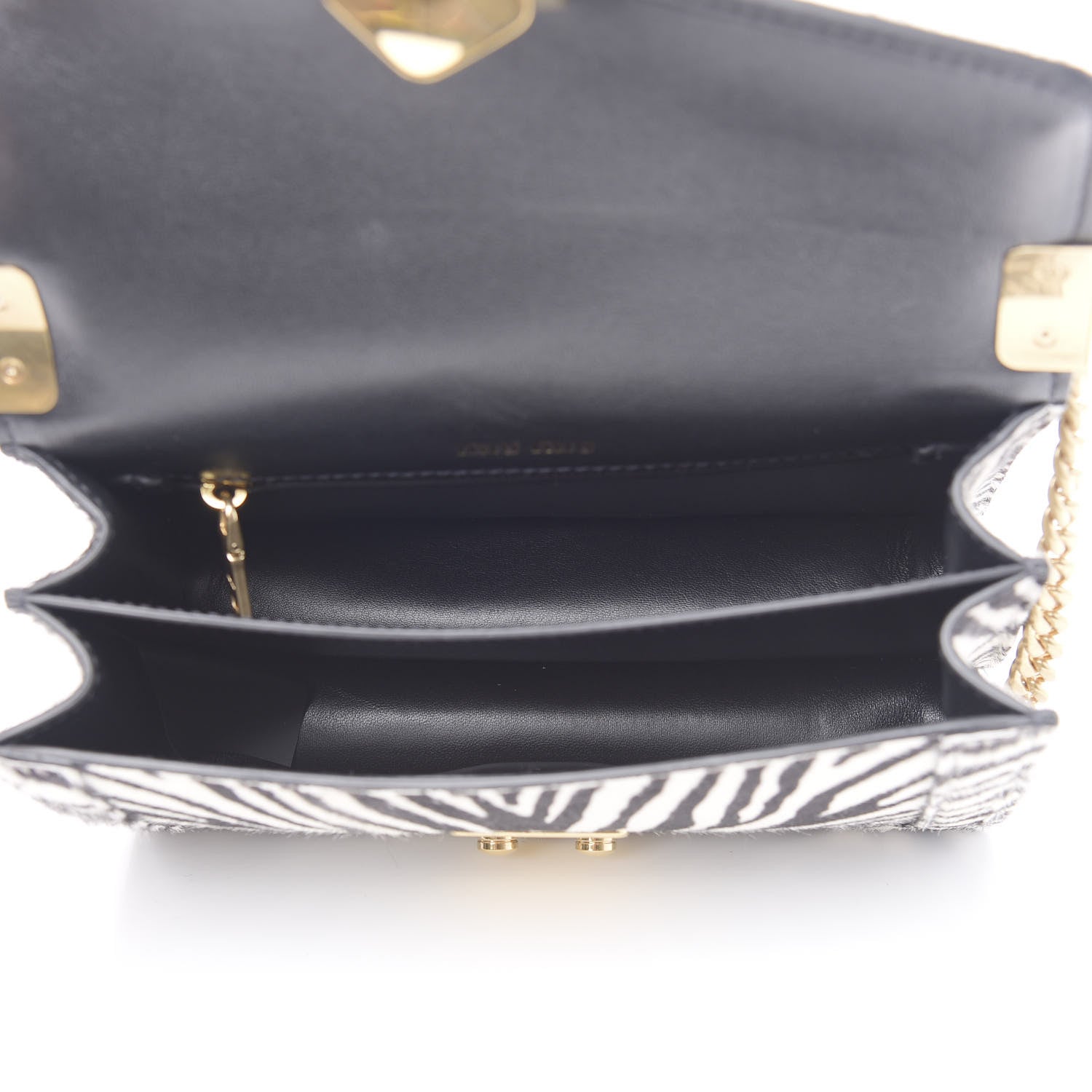 Miu Miu Cavallino Pony Hair Shoulder Bag White Black 5 of 10