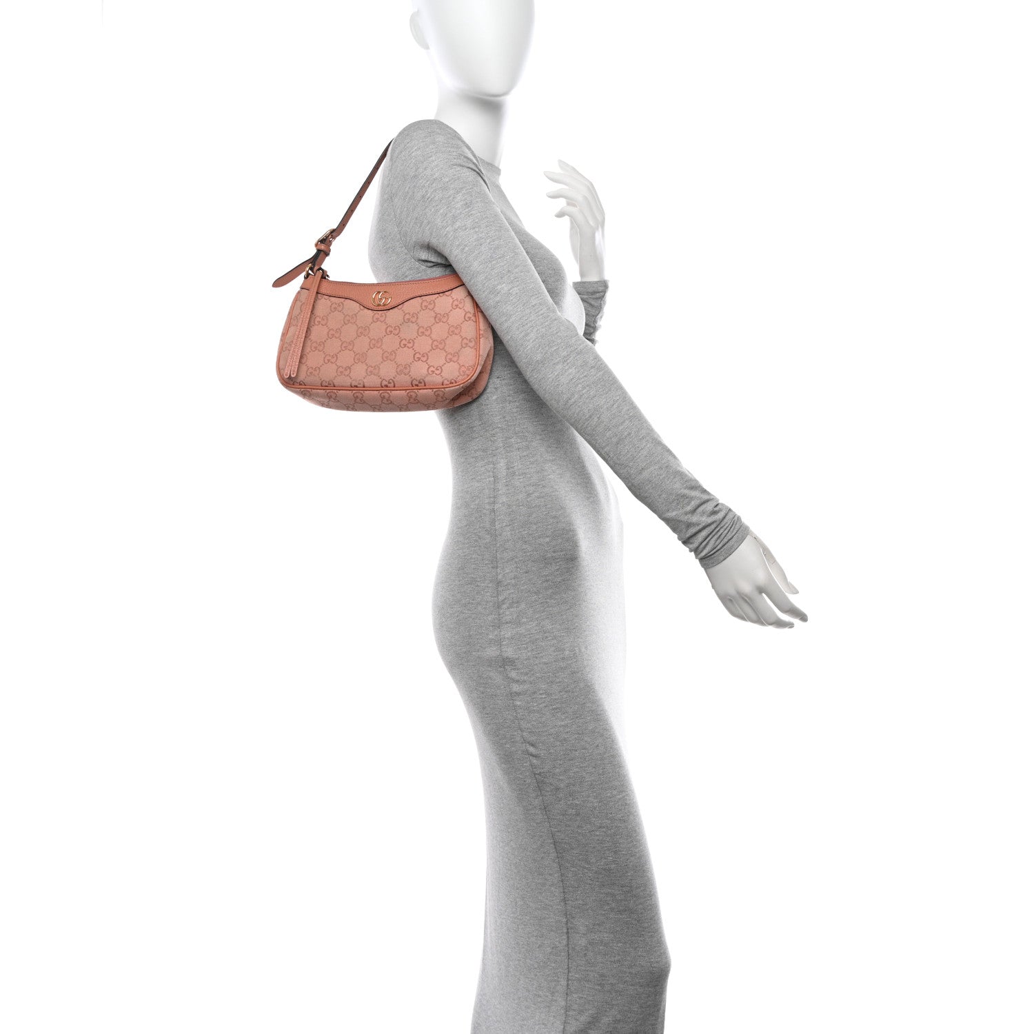 Gucci Monogram Textured Dollar Calfskin Small Ophidia Hobo Cloche Rose Pink 2 of 20