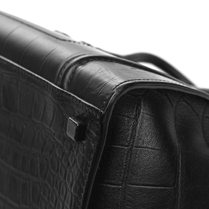 Celine Calfskin Crocodile Embossed Medium Phantom Luggage Black 10 of 13