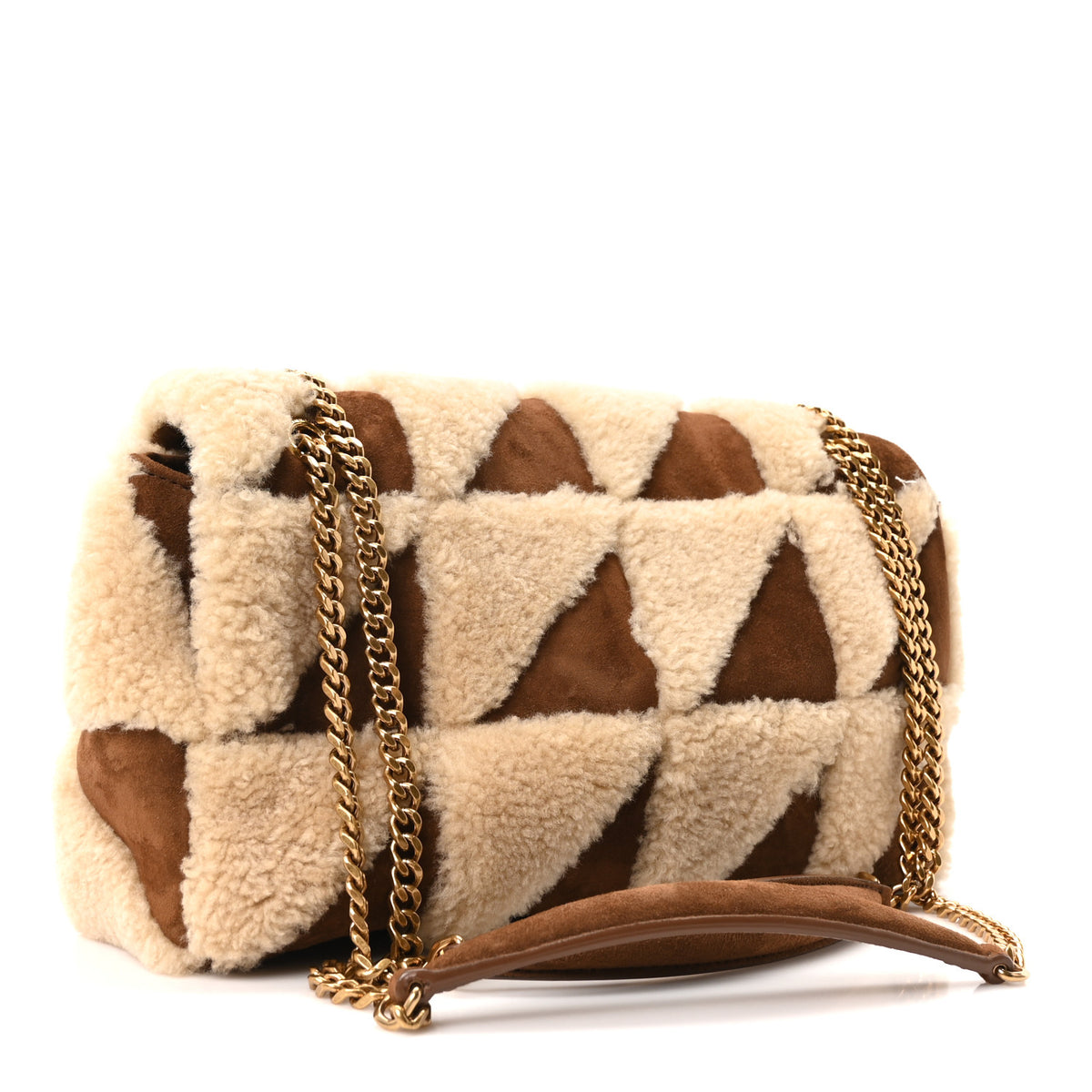 Suede Shearling Patchwork Monogram Medium Jamie Brown Beige