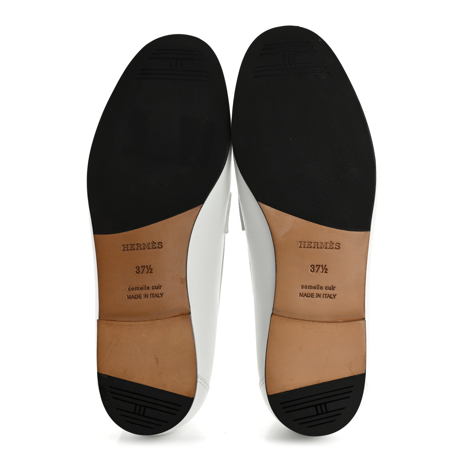 Hermes Calfskin Womens Colette Loafers 37.5 White 6 of 10