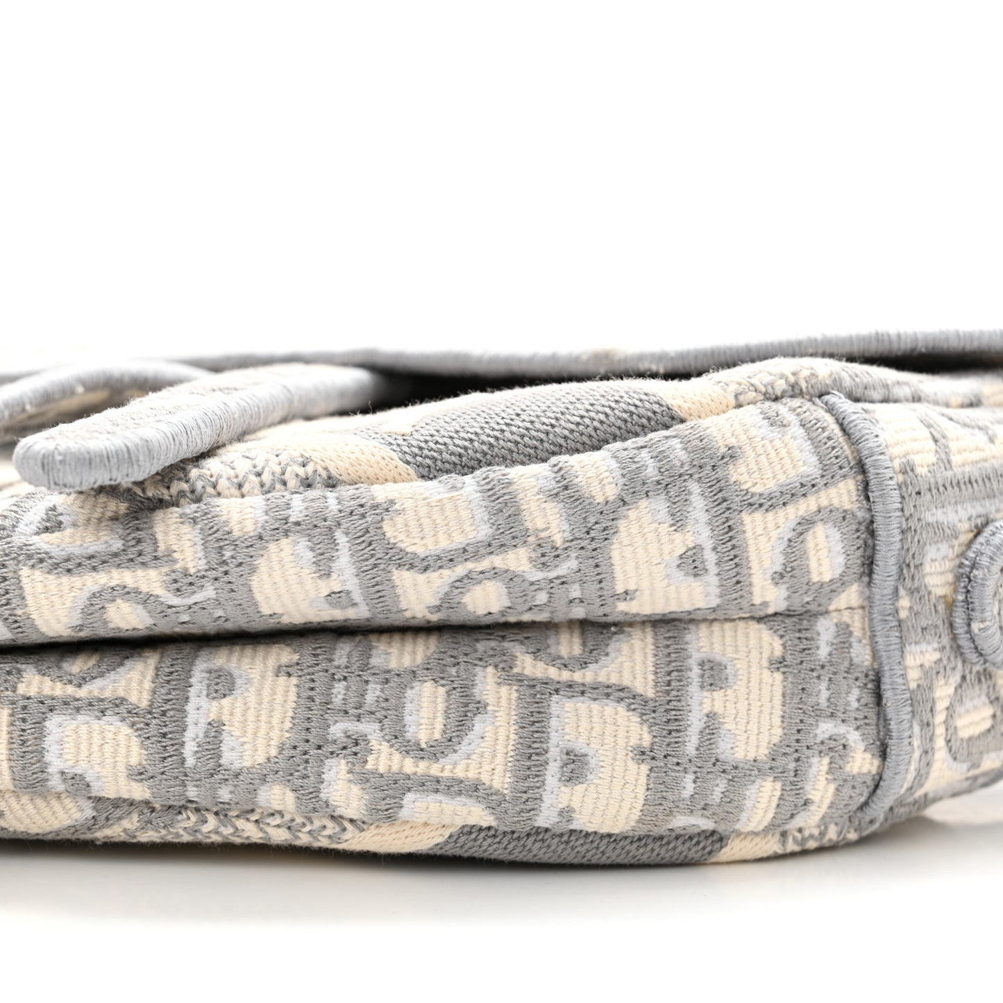Oblique Embroidered Saddle Bag Gray