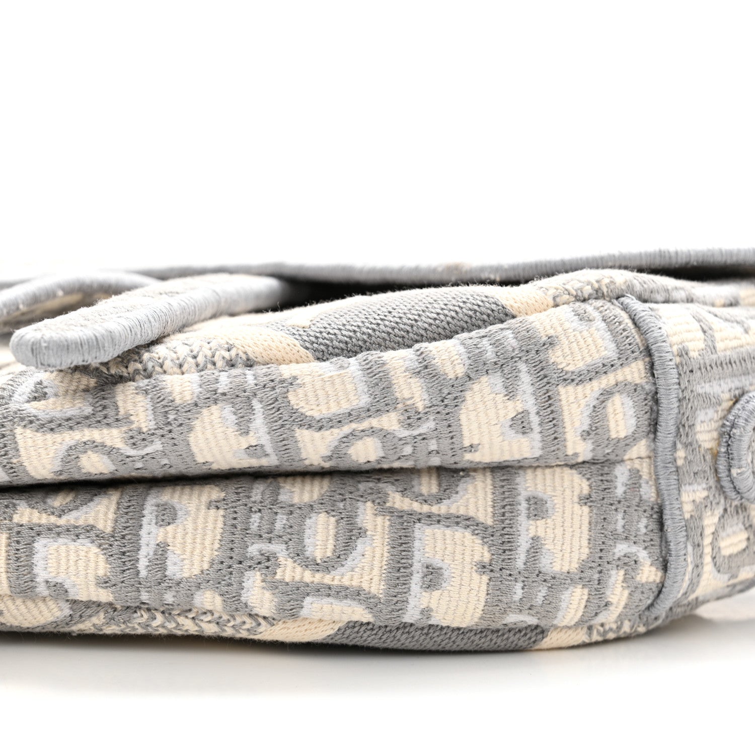 Christian Dior Oblique Embroidered Saddle Bag Gray 10 of 11