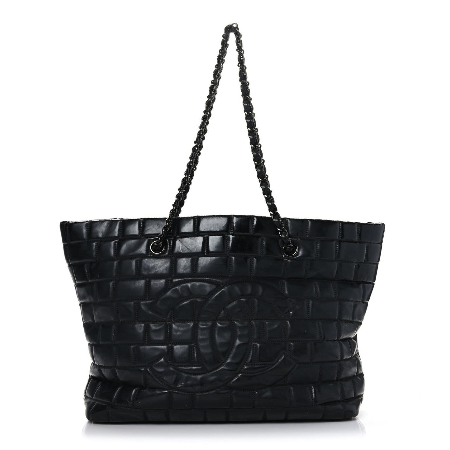 Vinyl Quilted Frozen Shopping Tote Black