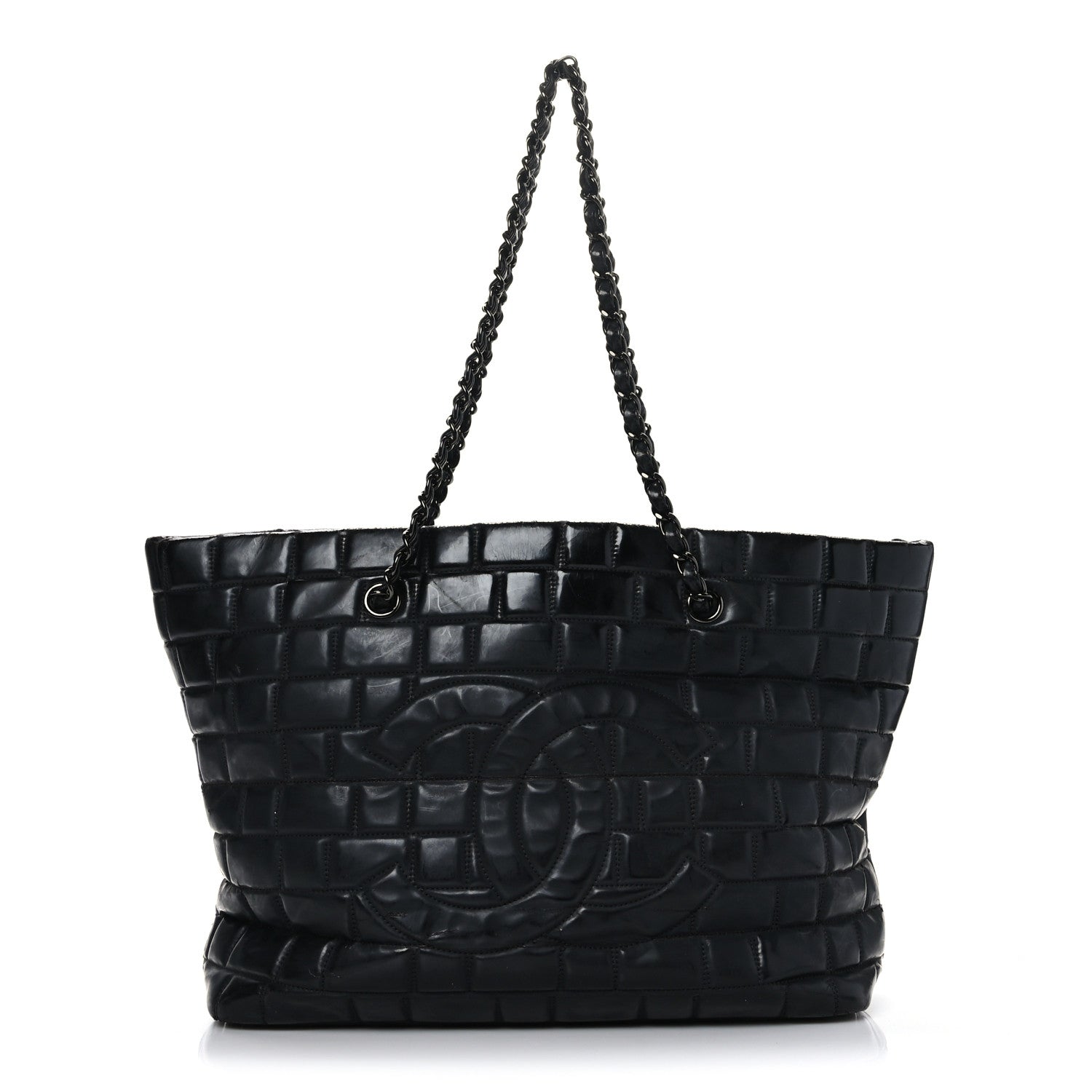 Chanel Vinyl Quilted Frozen Shopping Tote Black 1 of 10