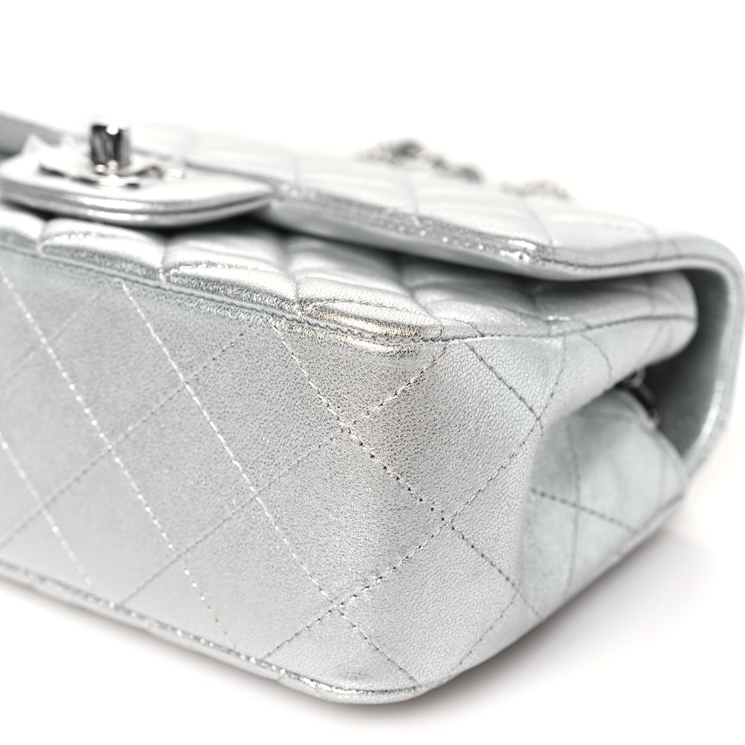 Chanel Metallic Lambskin Quilted Mini Rectangular Flap Silver 10 of 10