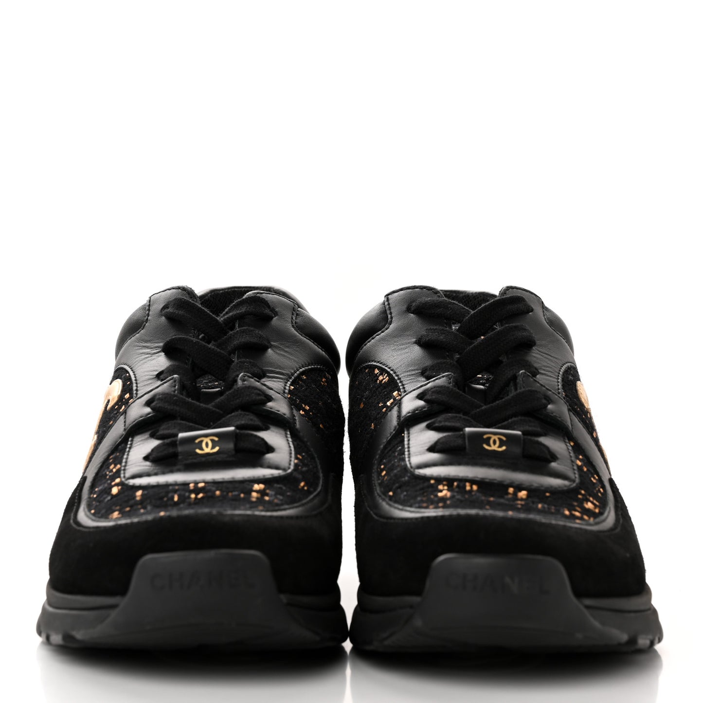 Velour Tweed CC Sneakers 40 Black Gold