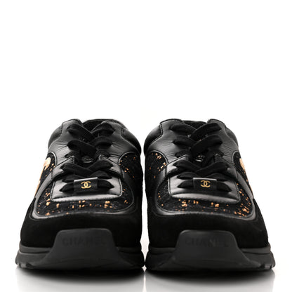 Chanel Velour Tweed CC Sneakers 40 Black Gold 2 of 14