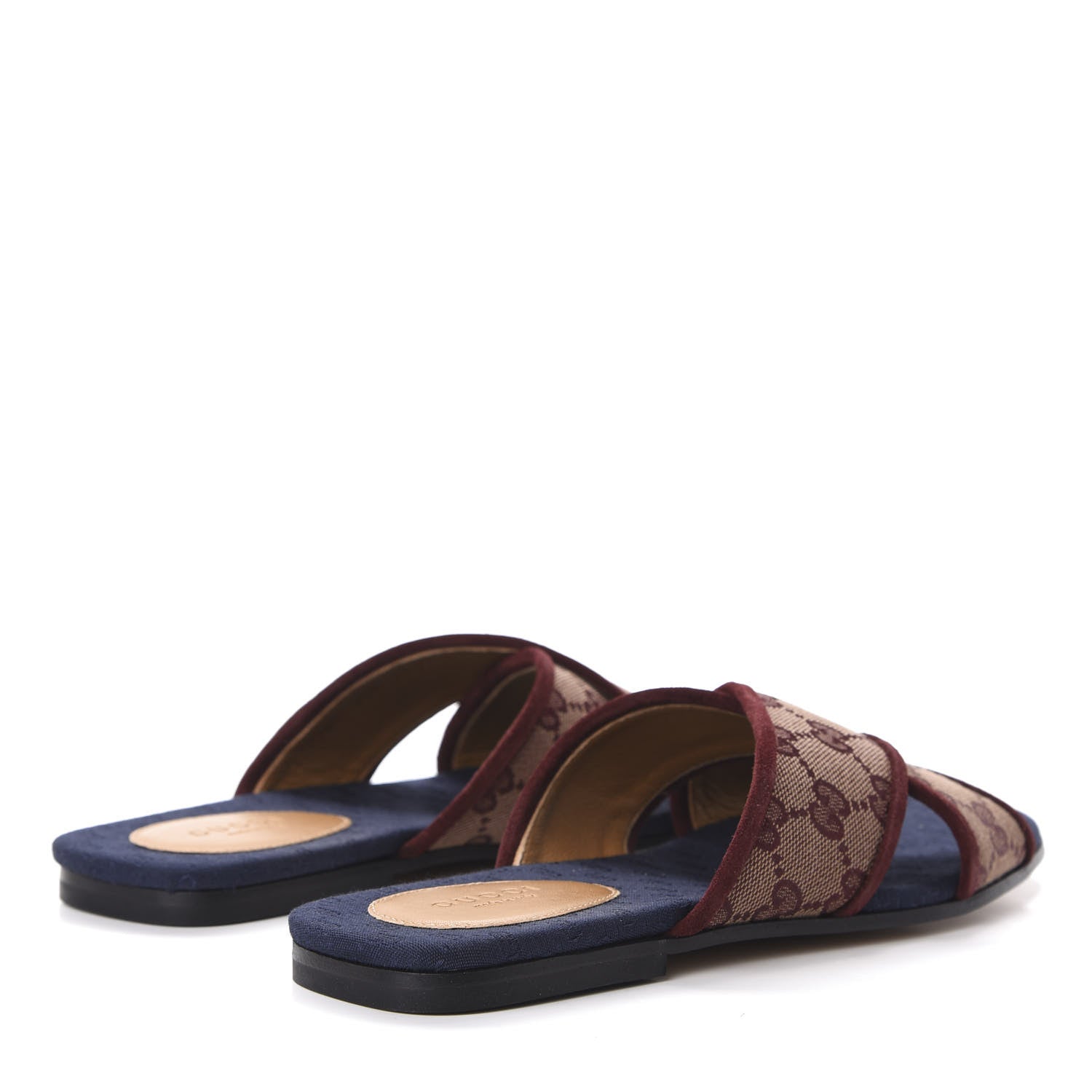 Gucci Canvas GG Monogram Womens Criss Cross Slide Sandals 36.5 Sahara Rubino Chardonnay 4 of 10
