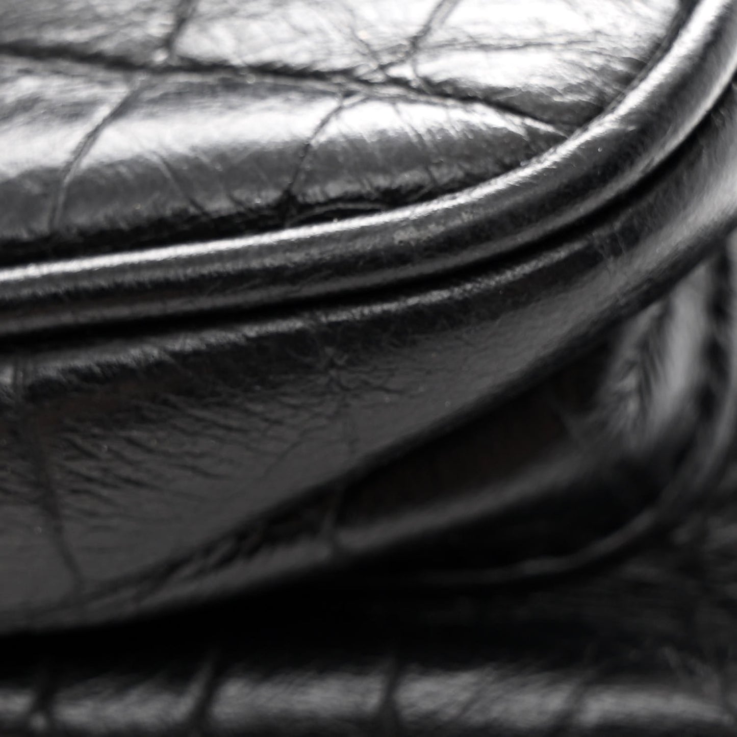 Calfskin Crocodile Embossed Matelasse Monogram Baby Niki Chain Satchel Black