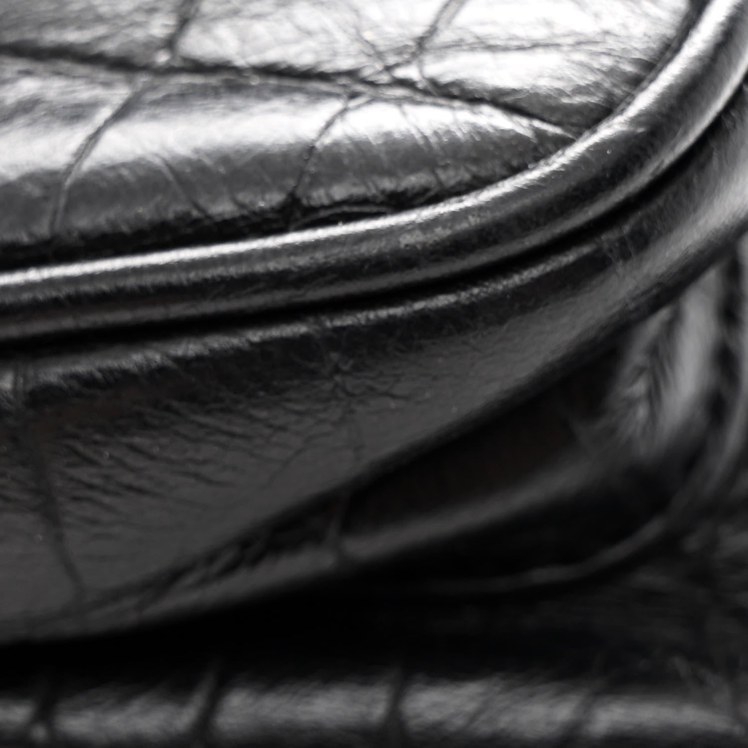 Saint Laurent Calfskin Crocodile Embossed Matelasse Monogram Baby Niki Chain Satchel Black 11 of 11