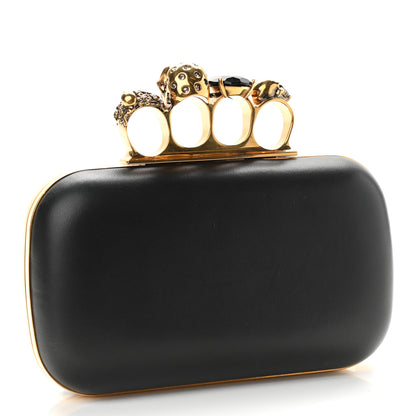 Alexander McQueen Nappa Skull Knuckle Duster Box Clutch Black 3 of 12