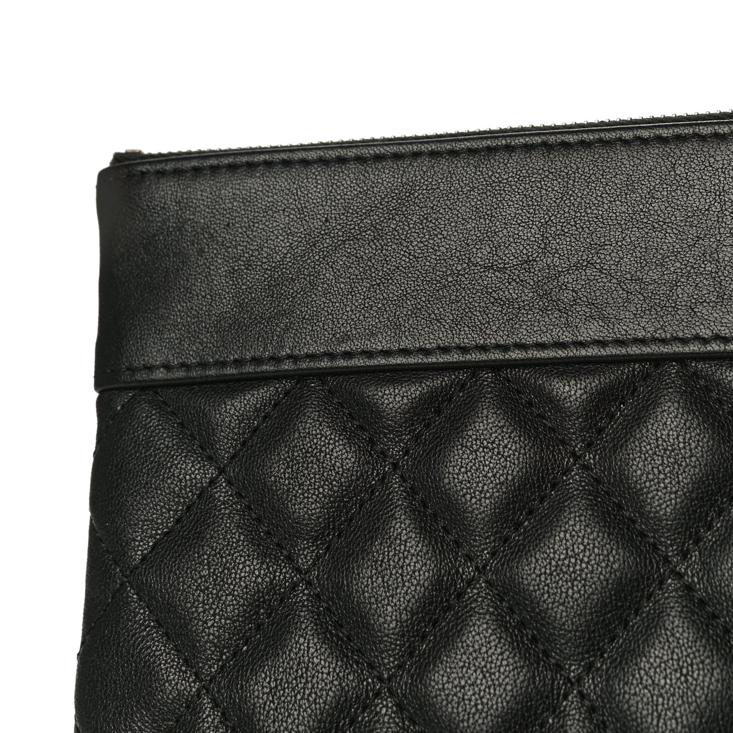Sheepskin Quilted Medium Vintage Mademoiselle Cosmetic Case Black