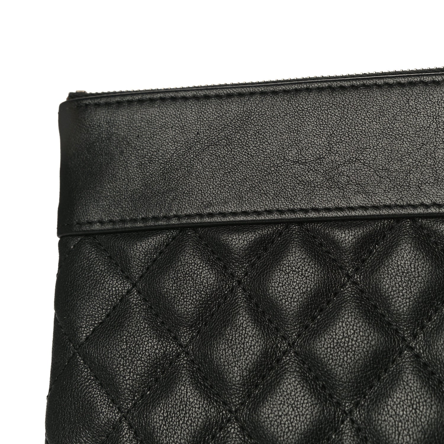 Chanel Sheepskin Quilted Medium Vintage Mademoiselle Cosmetic Case Black 14 of 14