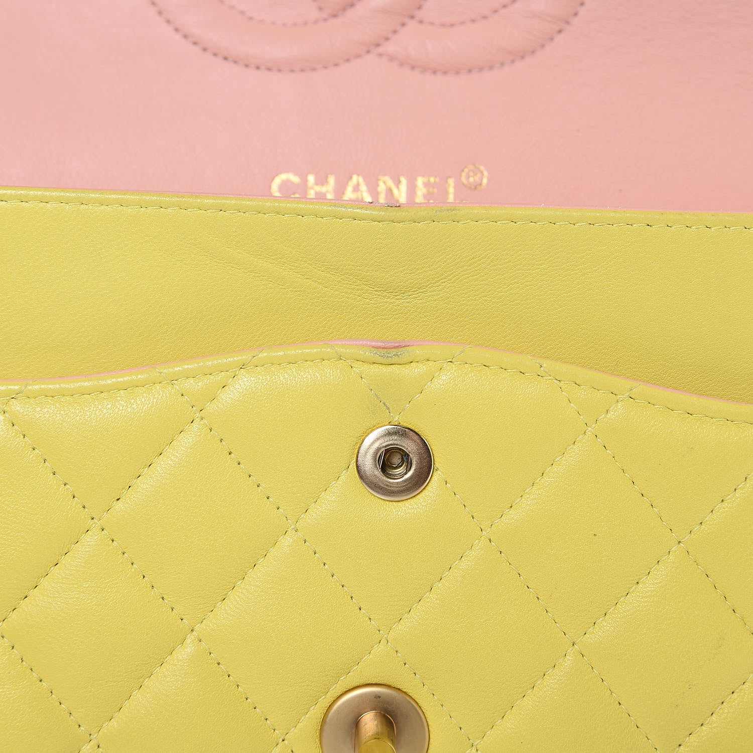 Chanel Lambskin Quilted Medium Double Flap Yellow 24 of 24