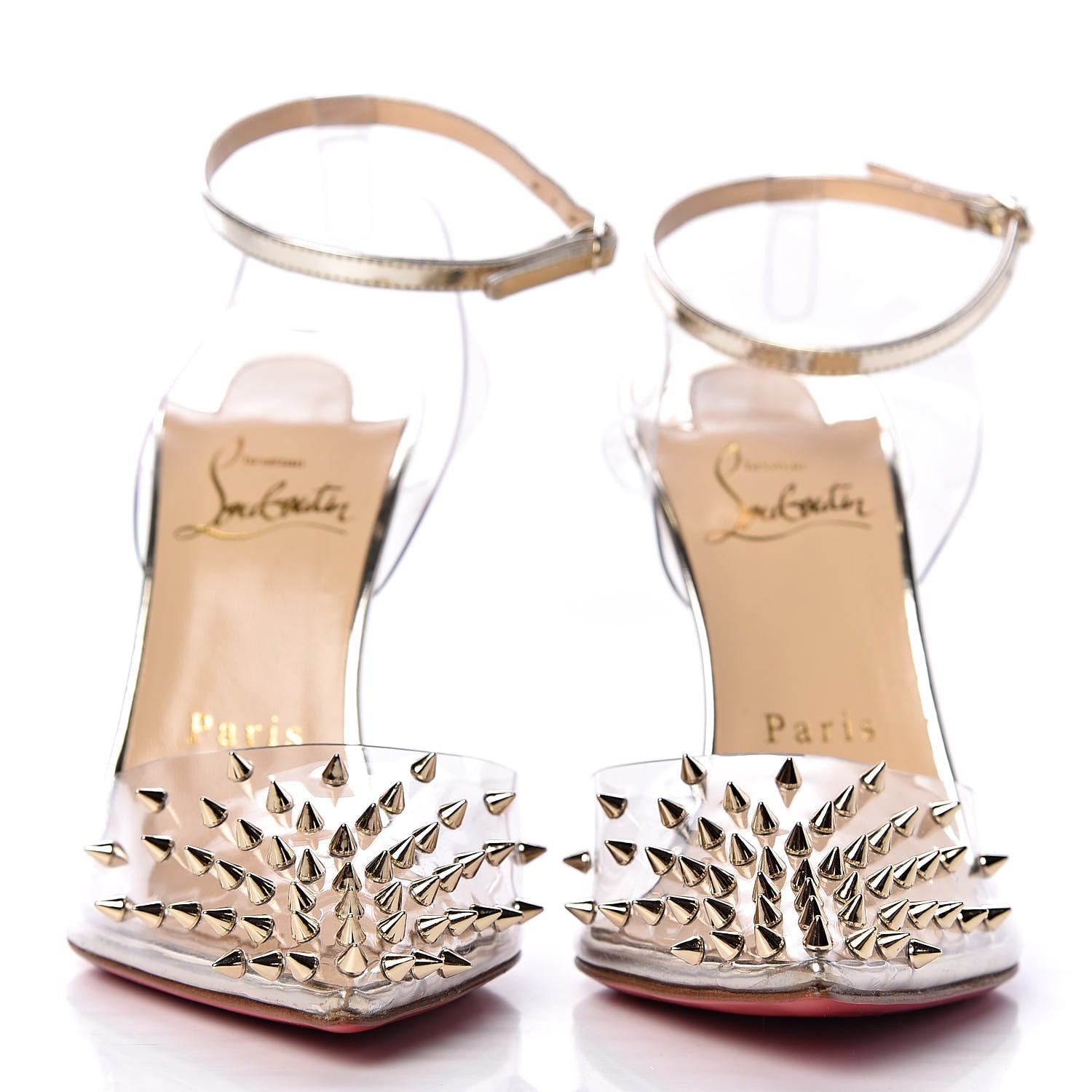 Christian Louboutin PVC Specchio Spikoo 100 Pumps 36 Light Gold 2 of 10