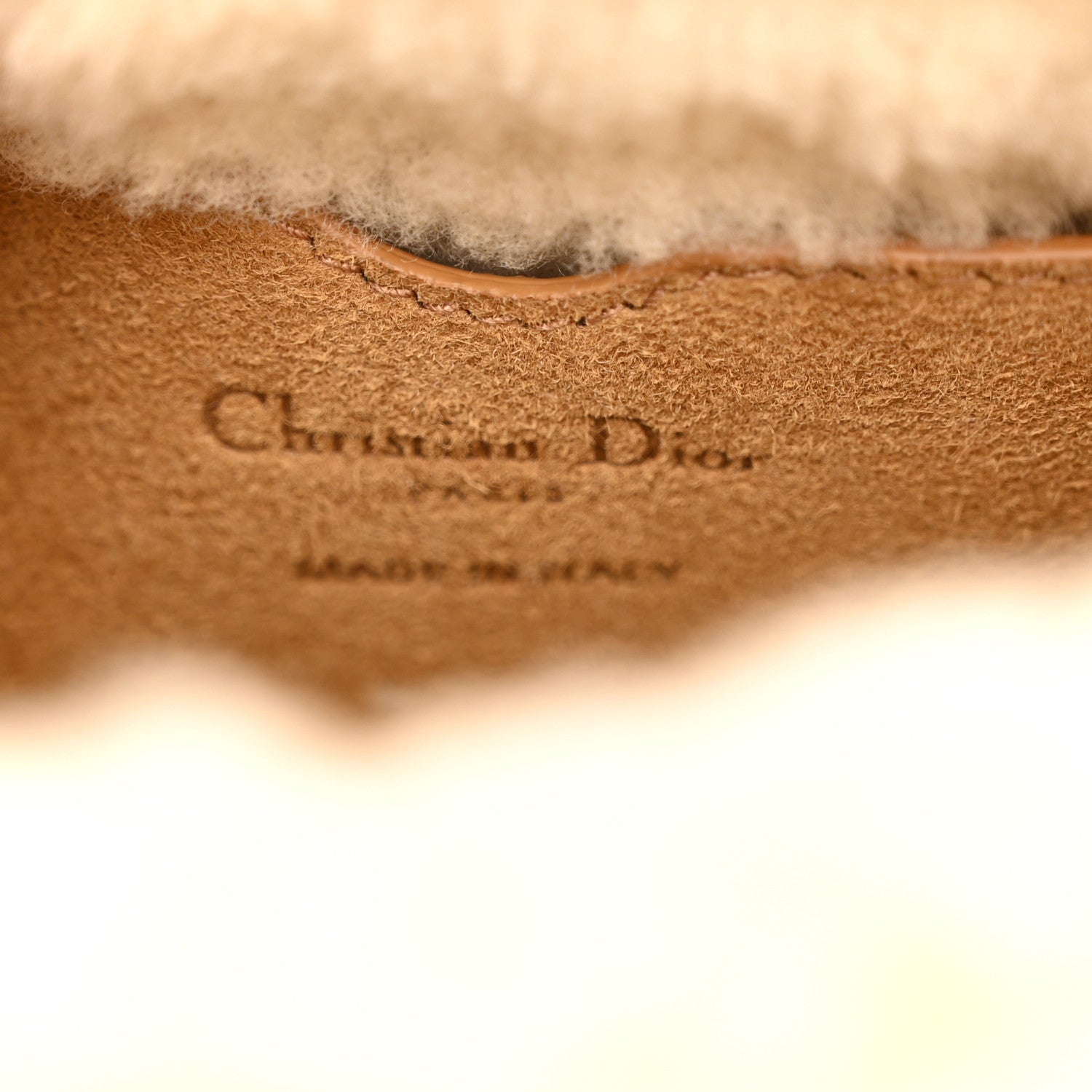 Christian Dior Suede Shearling Medium Bobby Flap Natural 6 of 9