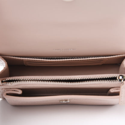 Saint Laurent Calfskin Crocodile Embossed Monogram Sunset Chain Wallet Rose Antic 5 of 9