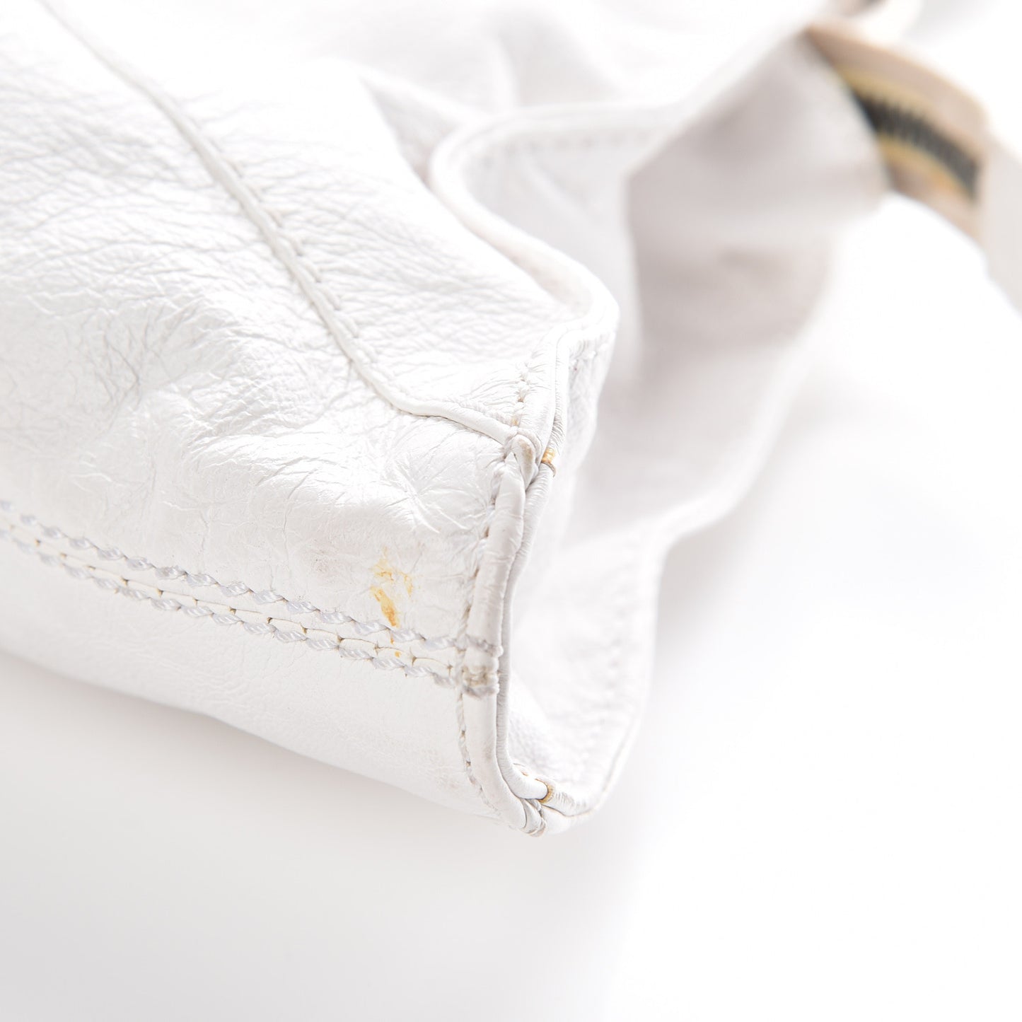 Laminated Calfskin Small Devil Trapezio Tote White