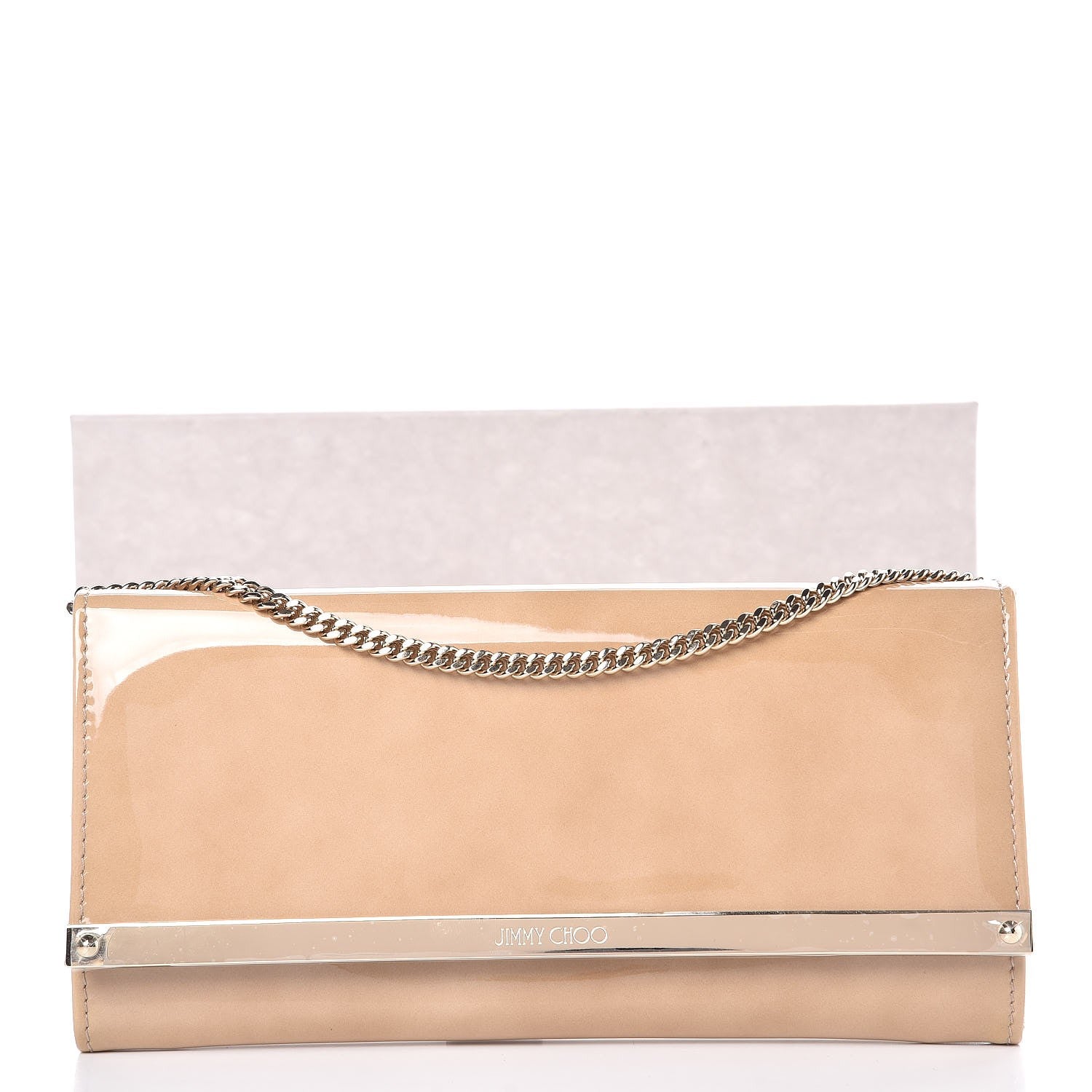 Jimmy Choo Patent Milla Wallet on Chain Nude 7 of 7
