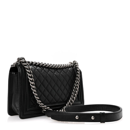 Chanel Lambskin Quilted Medium Boy Flap Black 3 of 14