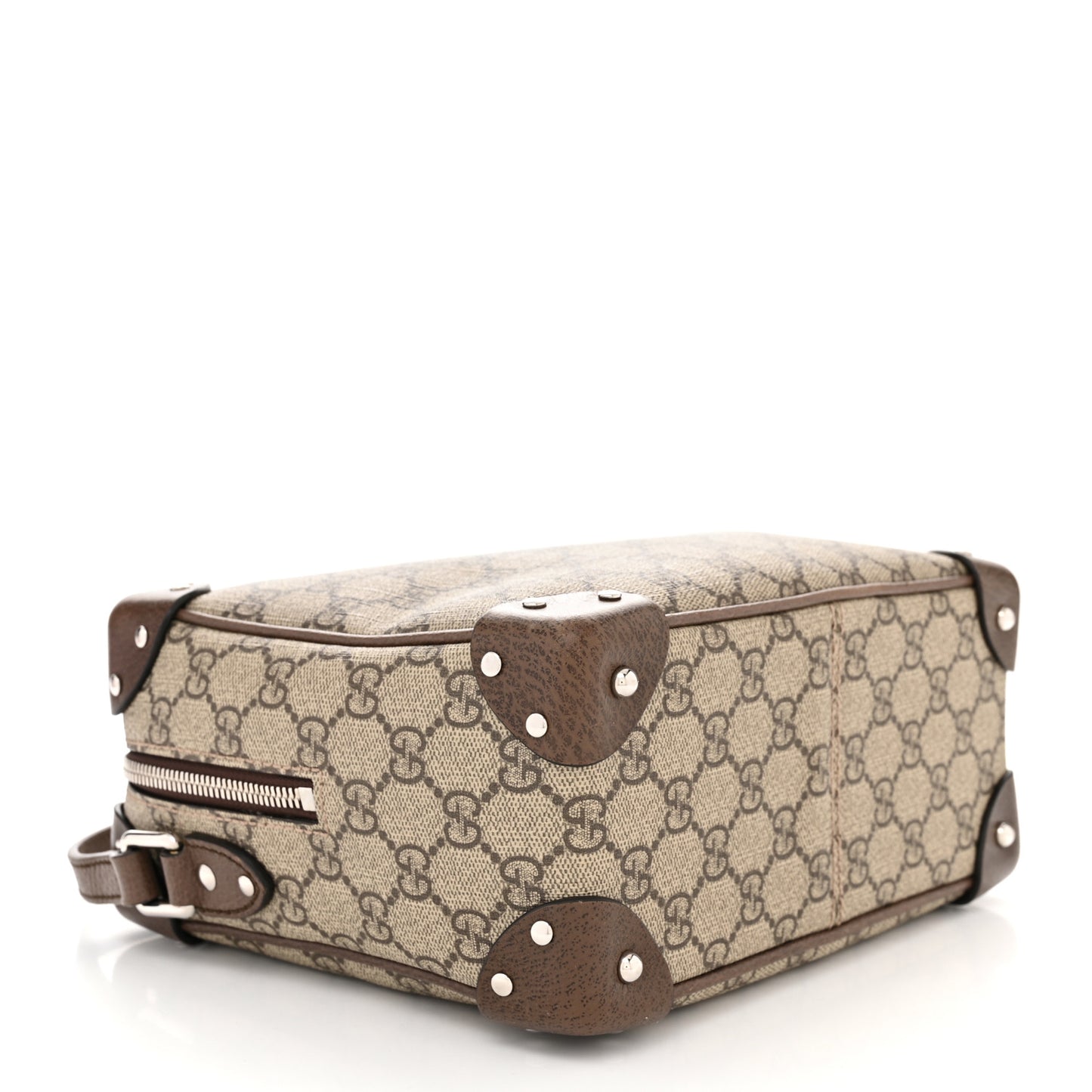 GG Supreme Monogram Textured Calfskin Square Messenger Bag Beige Ebony New Acero