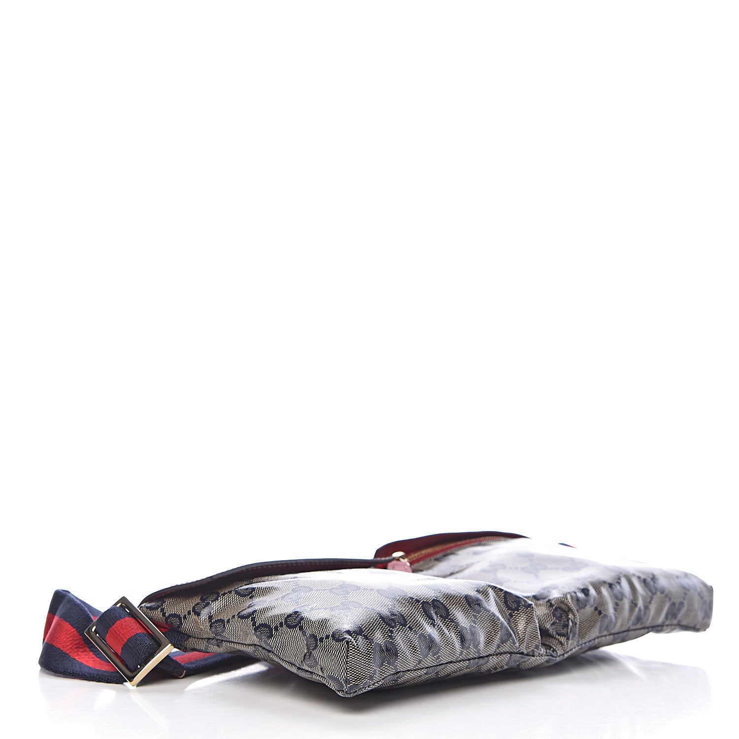 Gucci Crystal Monogram Web Double Pocket Belt Bag Navy Red 4 of 10