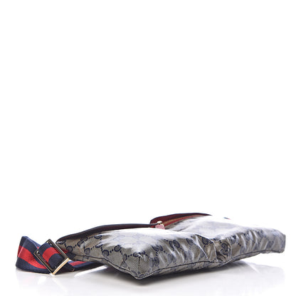 Gucci Crystal Monogram Web Double Pocket Belt Bag Navy Red 4 of 10