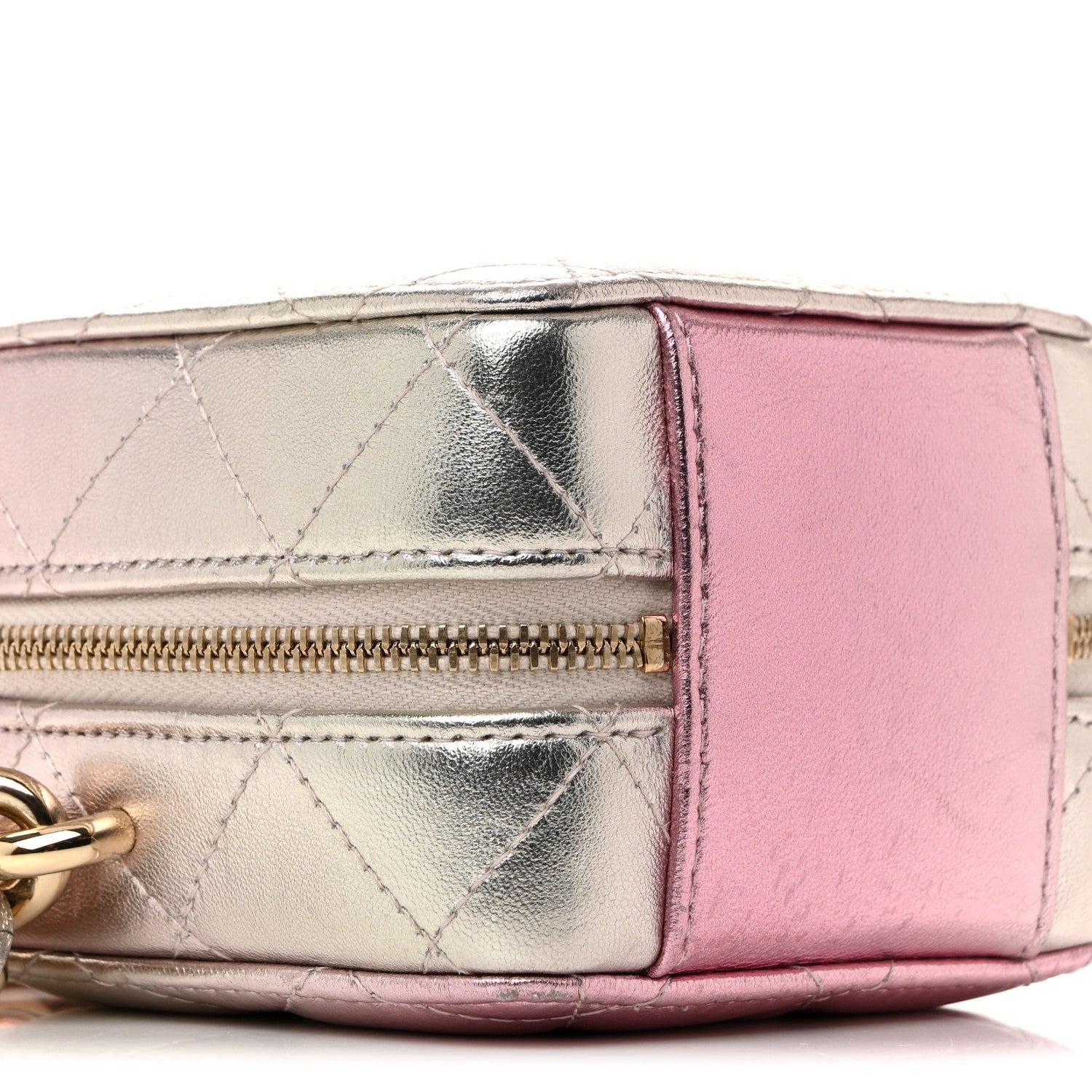 Chanel Gradient Metallic Lambskin Quilted Like A Wallet Clutch With Chain Gold Pink 9 of 13