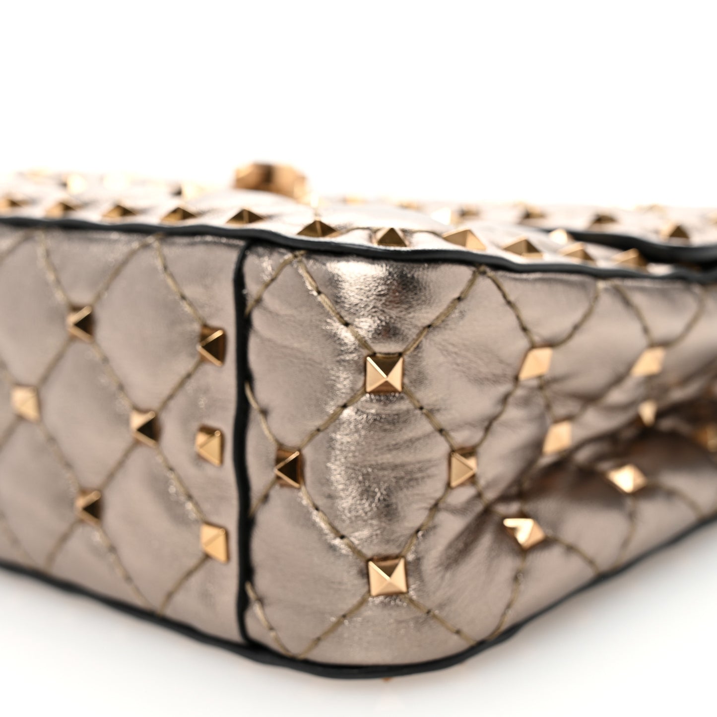 Metallic Lambskin Medium Rockstud Spike Shoulder Bag Sasso