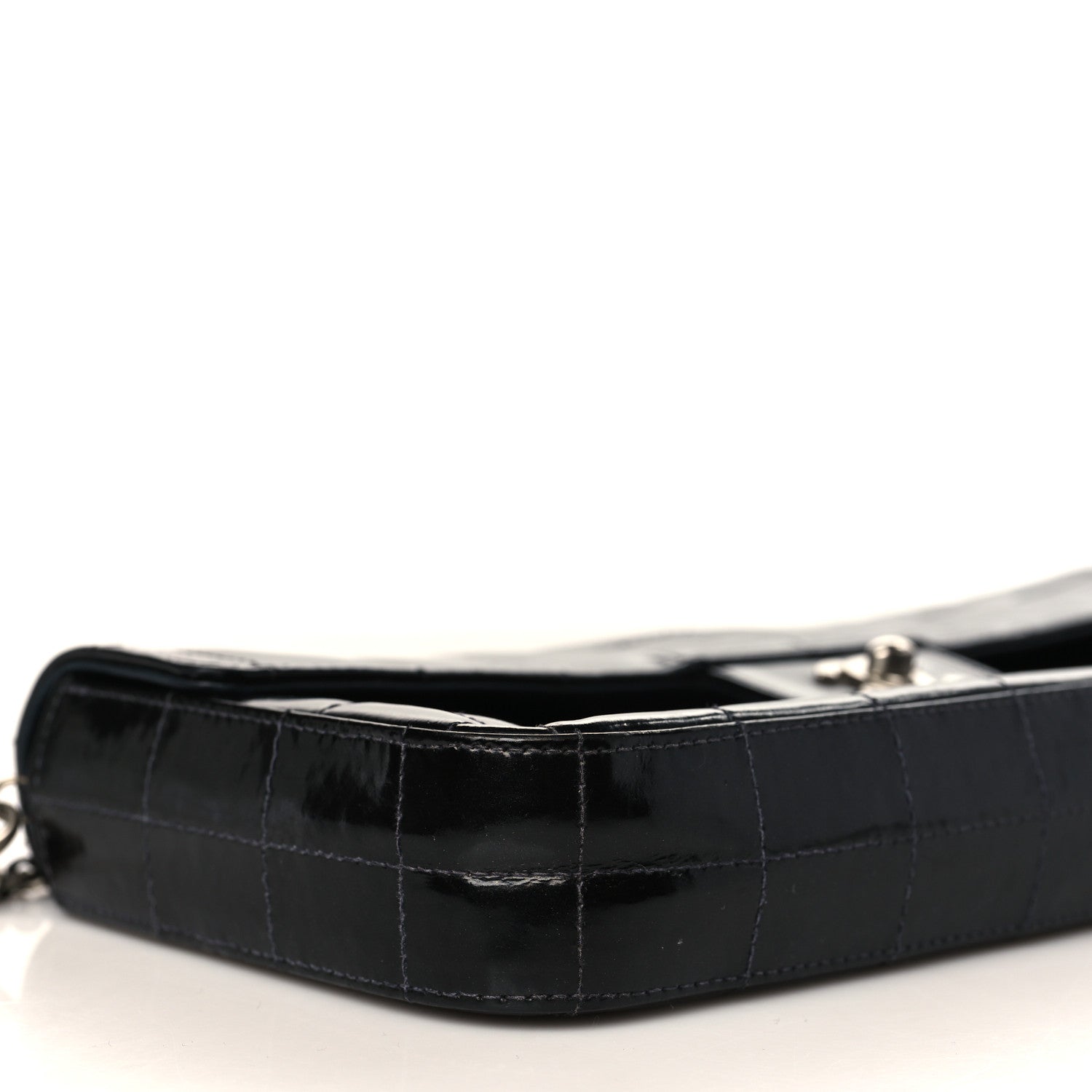 Chanel Patent Quilted East West Chocolate Bar Flap Black 7 of 9